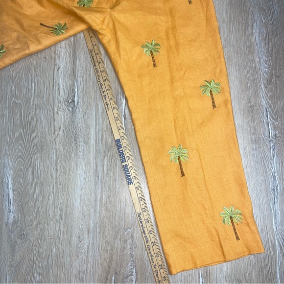 Vintage JADE Melody Tam Women’s Orange Linen Pants Embroidered Palm Tree Size 8 - Picture 9 of 13